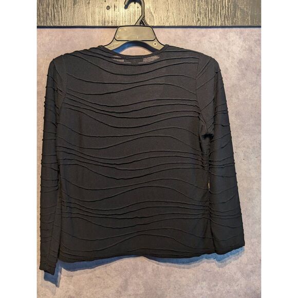 Dress Barn black textured fabric long sleeved pxl - Picture 3 of 4